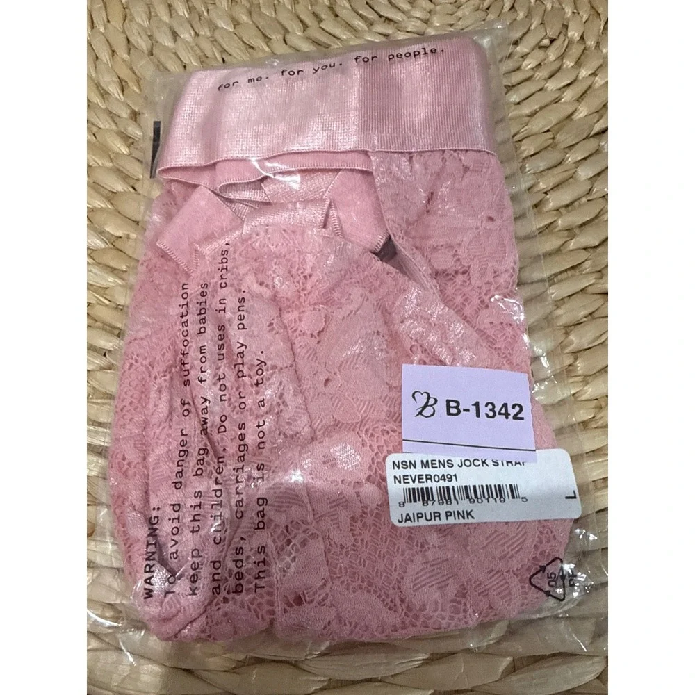 Cosabella Premium Floral Lace Men's Jock Strap Size L Pink NWT